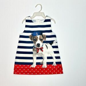 Girl’s Summer Cotton Dress with Jack Russell Terrier Poppy Dog size 5T 120 cm